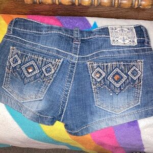 Hydraulic Indigo Embroidered Shorts